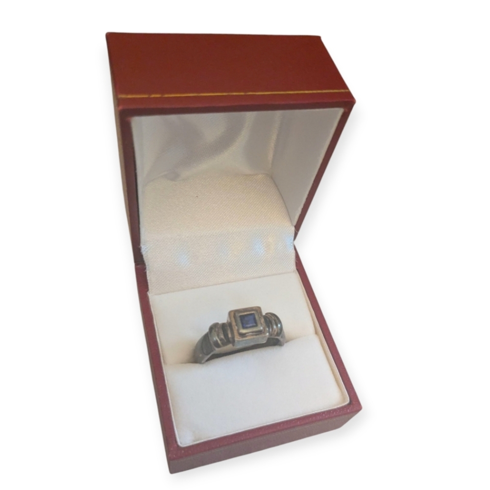 Vintage Men's Artisan Sterling Silver Ring, James Avery Style, Deep Blue Stone - Picture 6 of 13